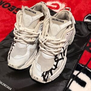 Balenciaga White Sneakers with Black Detailing